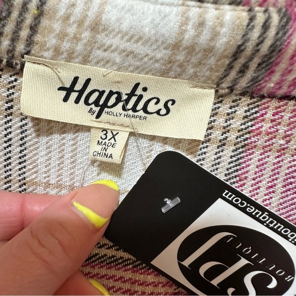 **NWT** Haptics Magenta Fringe Plaid Shacket - Picture 8 of 12